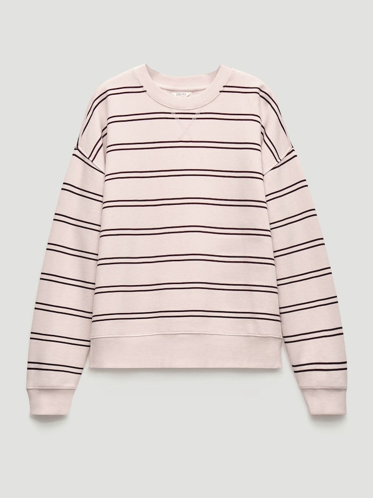 Hush Pink Luca Stripe Heavyweight Sweatshirt - Image 4 of 4 Hush Pink Luca Stripe Heavyweight Sweatshirt - Image 4 of 4