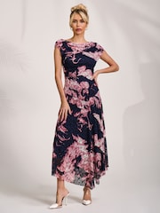 Jolie Moi asymmetrisk Maxikjole med drapert Print i blonder - Bilde 1 av 7