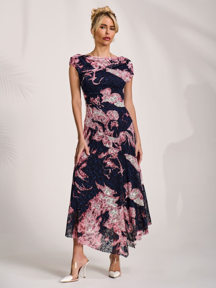 Jolie Moi asymmetrisk Maxikjole med drapert Print i blonder - Bilde 7 av 7