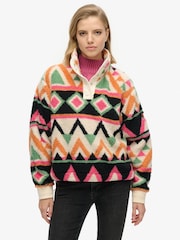 Кремовий - Superdry Super Soft Printed Half Zip Neck Sweat Top - Image 1 of 6