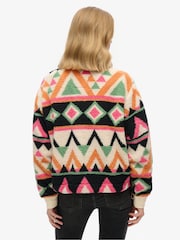 Кремовий - Superdry Super Soft Printed Half Zip Neck Sweat Top - Image 2 of 6