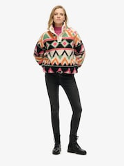 Кремовий - Superdry Super Soft Printed Half Zip Neck Sweat Top - Image 3 of 6