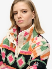 Кремовий - Superdry Super Soft Printed Half Zip Neck Sweat Top - Image 4 of 6