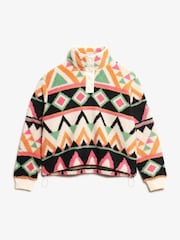 Кремовий - Superdry Super Soft Printed Half Zip Neck Sweat Top - Image 6 of 6