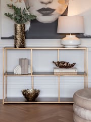 Libra Interiors Brushed Satin Brooks Console Brushed Champagne Table - Image 1 of 7