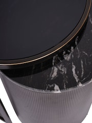 Libra Interiors Set of 2 Black Tint Glass Markino Marble Belvedere Nesting Side Tables - Image 4 of 5