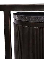 Libra Interiors Set of 2 Black Tint Glass Markino Marble Belvedere Nesting Side Tables - Image 5 of 5