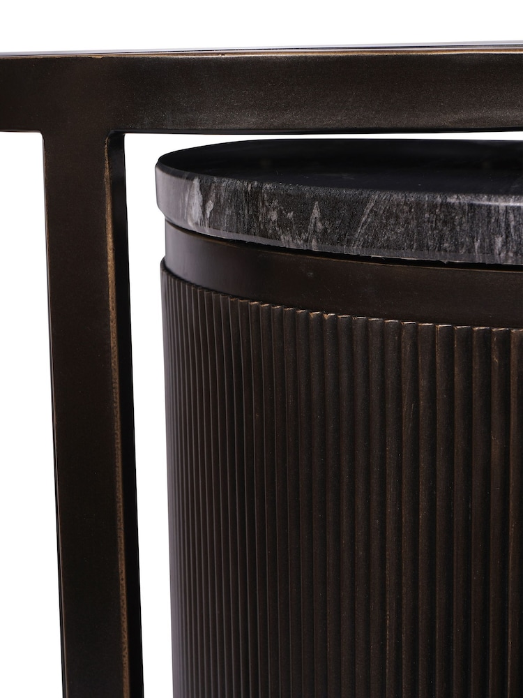 Libra Interiors Set of 2 Black Tint Glass Markino Marble Belvedere Nesting Side Tables - Image 5 of 5 Libra Interiors Set of 2 Black Tint Glass Markino Marble Belvedere Nesting Side Tables - Image 5 of 5