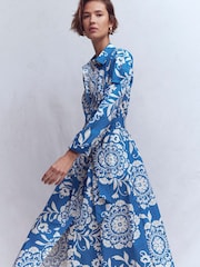 Plavo - Boden Alexa Long Sleeve Midi Dress - Slika 5 od 6