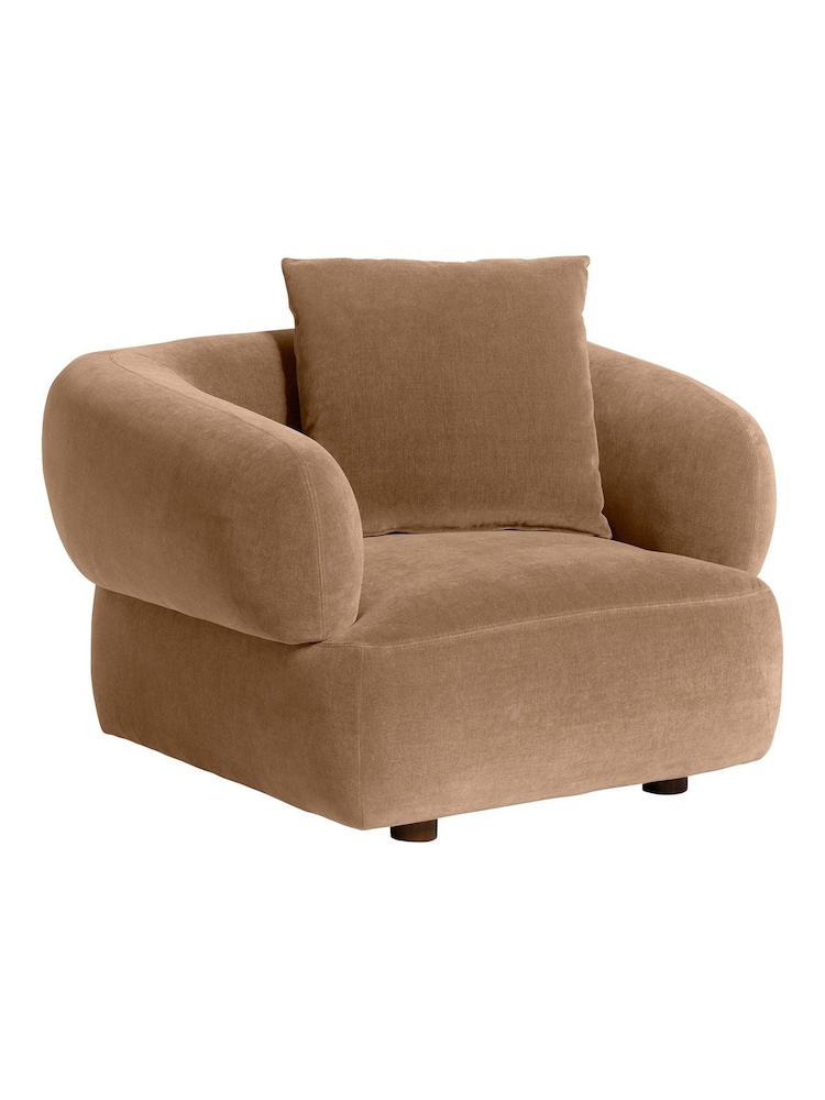 Barker and Stonehouse Brown Curved Velvet Armchair - Image 1 of 6
