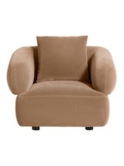 Barker and Stonehouse Brown Curved Velvet Armchair - Image 2 of 6