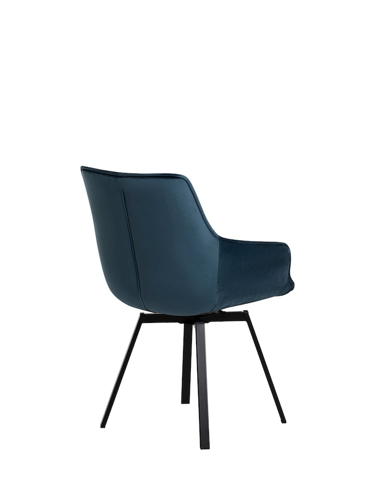 Barker and Stonehouse Blue Velvet Swivel Dining Chair - Image 6 of 6 Barker and Stonehouse Blue Velvet Swivel Dining Chair - Image 6 of 6
