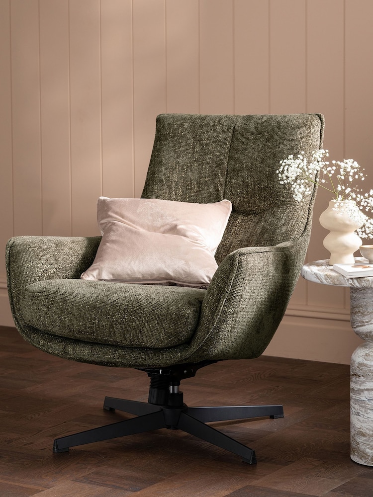 Barker and Stonehouse Green Fabric Swivel Armchair - Image 1 of 6