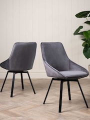 Barker and Stonehouse Grey Velvet Swivel Dining Chair - Image 1 of 6