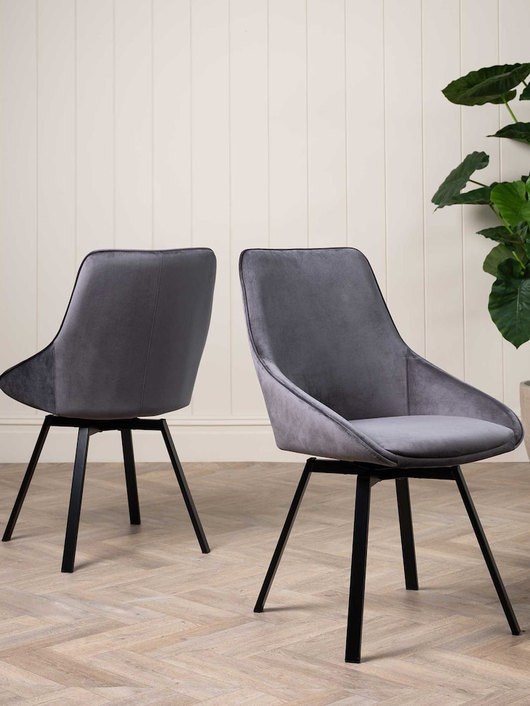 Barker and Stonehouse Grey Velvet Swivel Dining Chair - Image 1 of 6