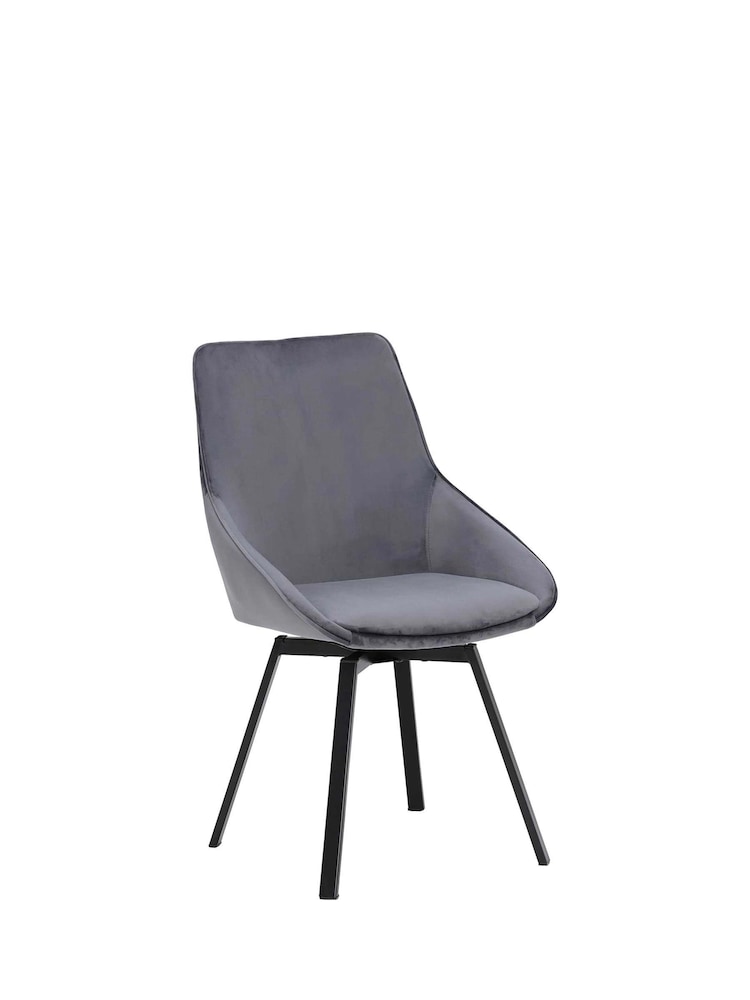Barker and Stonehouse Grey Velvet Swivel Dining Chair - Image 2 of 6