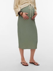 Mamalicious Green Maternity Jersey Midi Skirt - Image 1 of 3