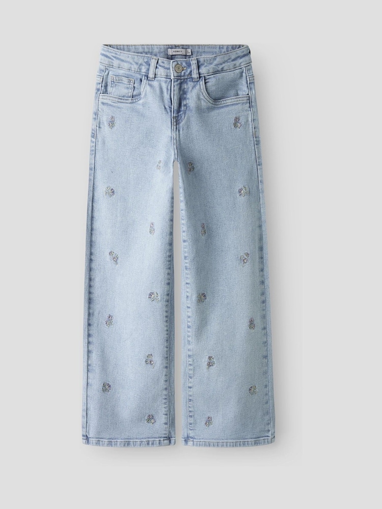 Name It Blue Wide Leg Heart Embroided Jeans - Image 1 of 4