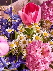 Lilac Purple Mother's Day Luxury Tulip and Hyacinth Fresh Flower Bouquet in Hatbox - Image 3 of 5