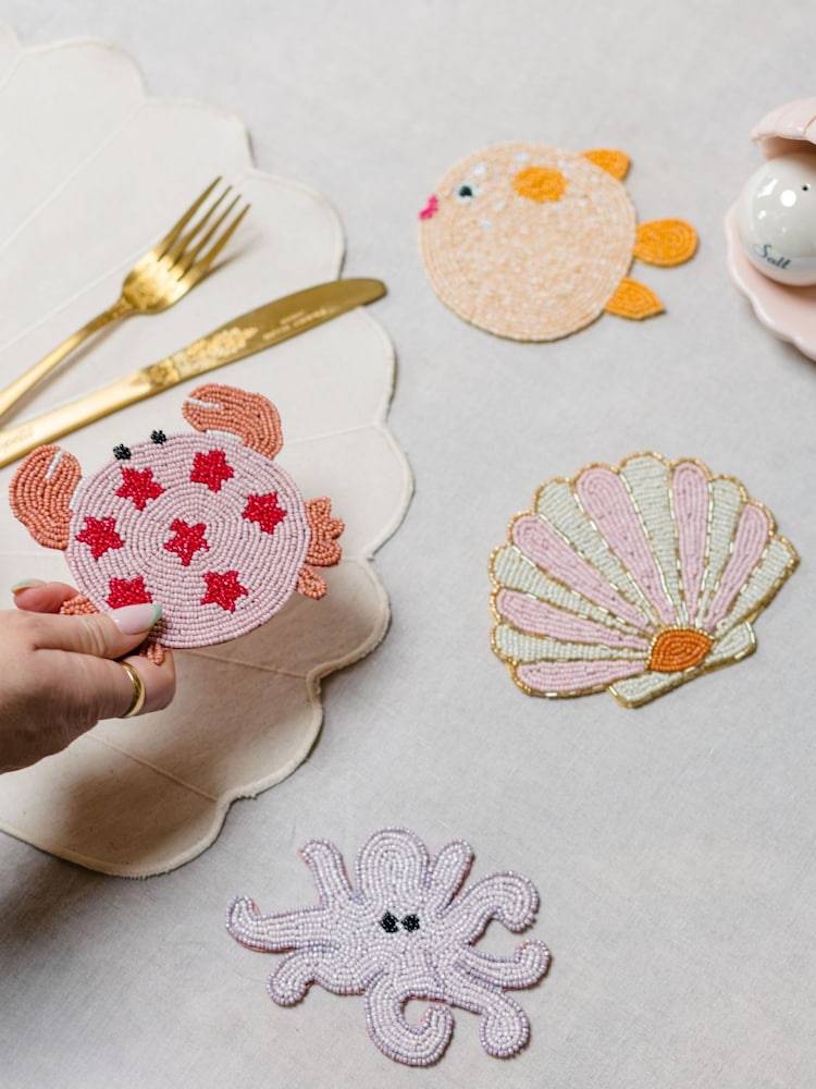 Yvonne Ellen Set of 4 Multi Beaded Coasters - Image 1 of 2