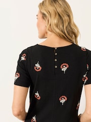 FatFace Simone Embroidered Black Jersey Dress - Image 4 of 7