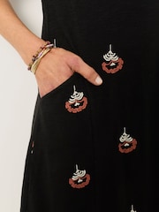 FatFace Simone Embroidered Black Jersey Dress - Image 6 of 7