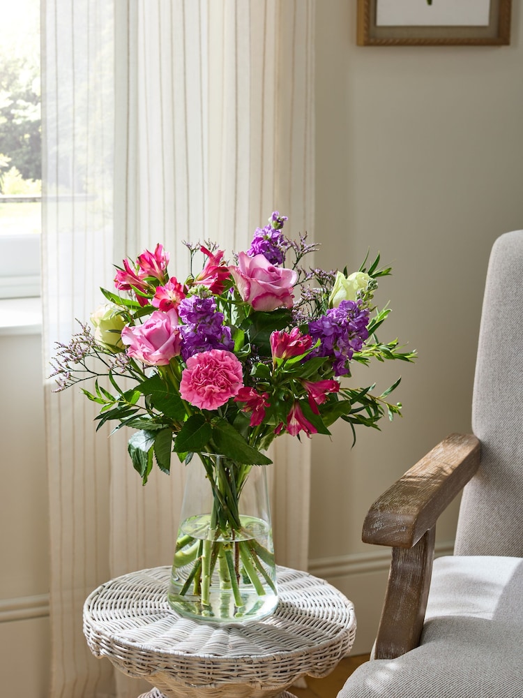 Rose, Carnation and Stocks Mixed Pastel Fresh Flower Letterbox Bouquet - Image 1 of 7