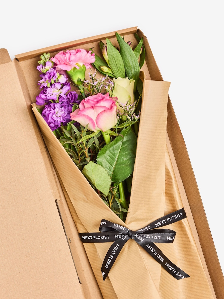 Rose, Carnation and Stocks Mixed Pastel Flower Letterbox Bouquet - Image 5 of 5 Rose, Carnation and Stocks Mixed Pastel Flower Letterbox Bouquet - Image 5 of 5