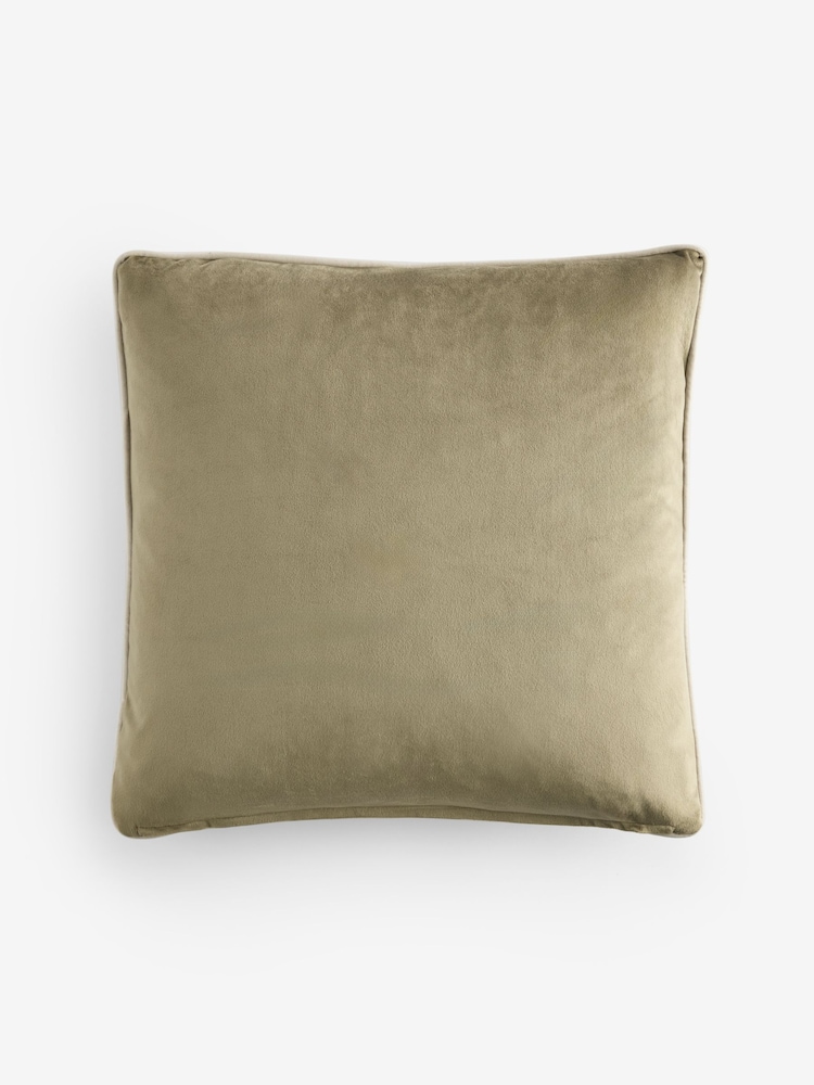 Light Green 50 x 50cm Matte Velvet Contrast Pipe Cushion - Image 1 of 1