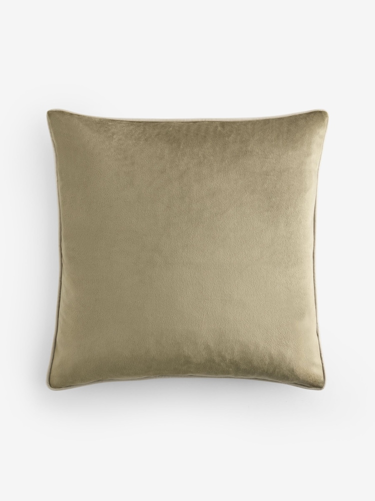 Light Green 50 x 50cm Matte Velvet Contrast Pipe Cushion - Image 3 of 3 Light Green 50 x 50cm Matte Velvet Contrast Pipe Cushion - Image 3 of 3
