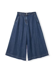 Drape Denim culottes Trousers - Imaginea 3 din 6