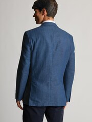 Brook Taverner Blue Herringbone Linen Blend Jacket - Image 2 of 9