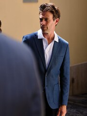 Brook Taverner Blue Herringbone Linen Blend Jacket - Image 6 of 9