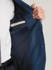 Brook Taverner Blue Herringbone Linen Blend Jacket - Image 7 of 9