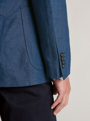 Brook Taverner Blue Herringbone Linen Blend Jacket - Image 9 of 9