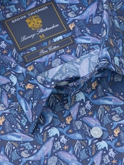 Brook Taverner Blue Print Cotton Shirt - Image 6 of 7