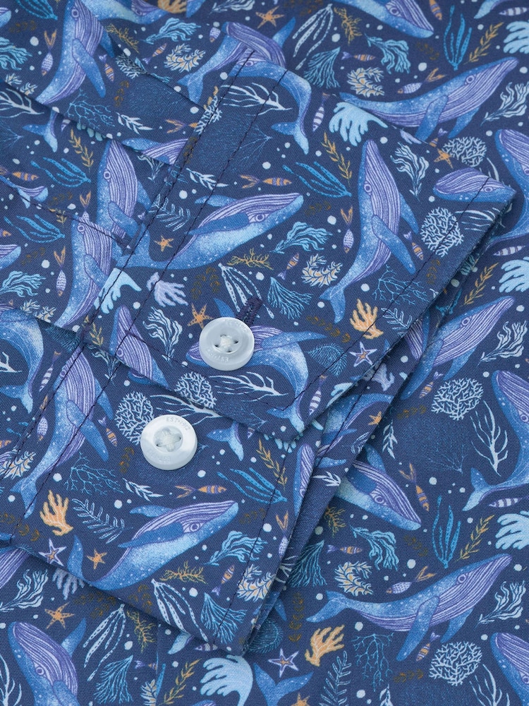 Brook Taverner Blue Print Cotton Shirt - Image 7 of 7