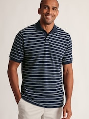 Brook Taverner Blue Popcorn Textured Stripe Cotton Polo Shirt - Image 1 of 3