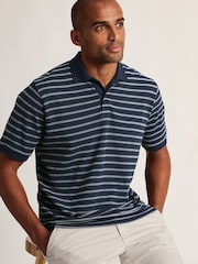 Brook Taverner Blue Popcorn Textured Stripe Cotton Polo Shirt - Image 2 of 3
