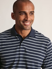 Brook Taverner Blue Popcorn Textured Stripe Cotton Polo Shirt - Image 3 of 3