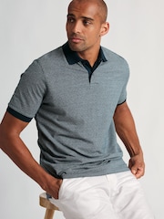 Brook Taverner Blue Geo Cotton Jersey Polo Shirt - Image 3 of 6