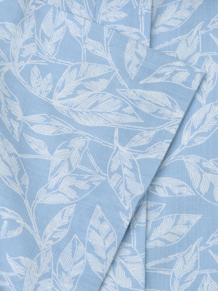 Brook Taverner Grey Botanical Print Slub Cotton Short Sleeve Shirt - Image 5 of 5