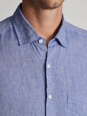 Brook Taverner Blue Pure Linen Shirt - Image 3 of 6