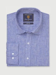 Brook Taverner Blue Pure Linen Shirt - Image 4 of 6
