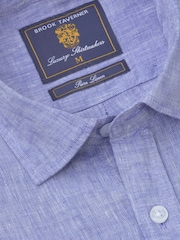 Brook Taverner Blue Pure Linen Shirt - Image 5 of 6