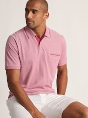 ורוד - Brook Taverner חולצת פולו מסיב כותנה בדוגמת נקודות עם מרקם - תמונה 4 מתוך 4