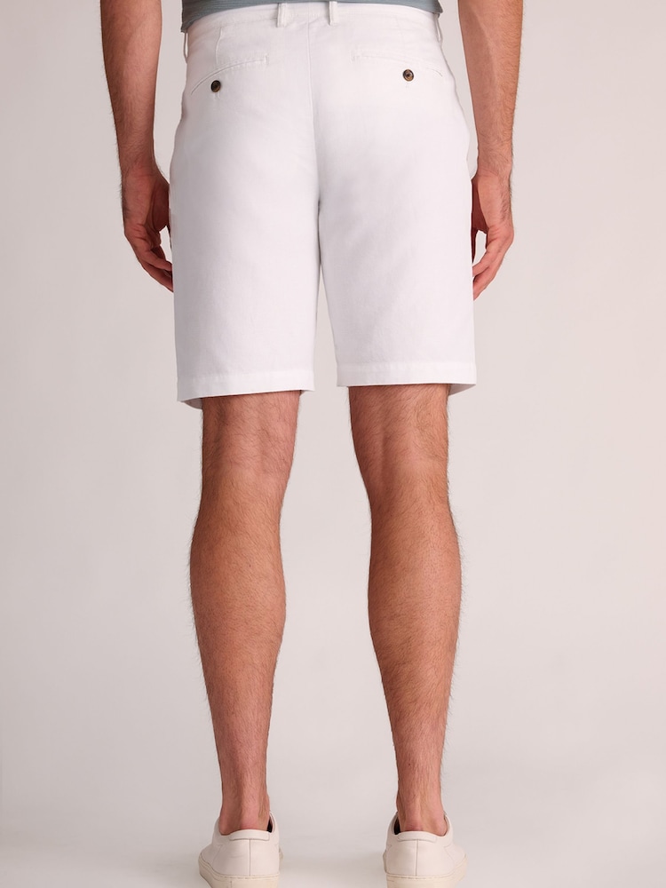 Brook Taverner White Linen Cotton Shorts - Image 2 of 4