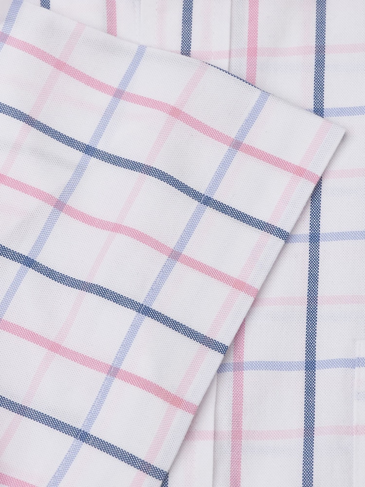 Brook Taverner White Tattersall Check Oxford Cotton Short Sleeve Shirt - Image 6 of 6