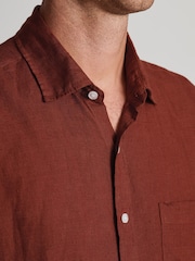 Brook Taverner Brown Pure Linen Shirt - Image 2 of 5