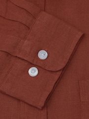 Brook Taverner Brown Pure Linen Shirt - Image 5 of 5